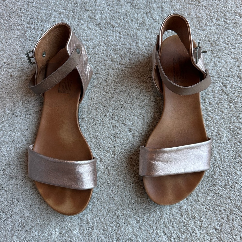 Metallic Sandals with Ankle Strap